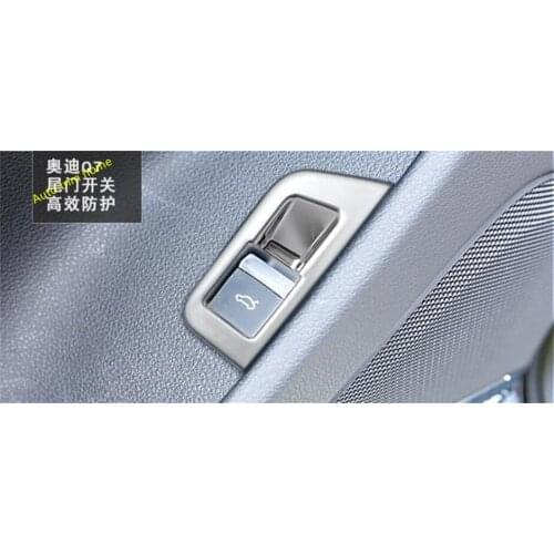 ABS Pearl Chrome Rear Tail Trunk Door Button Switch Frame Cover Trim Kit For Audi Q7 2016 2017 2018 Auto Accessories
