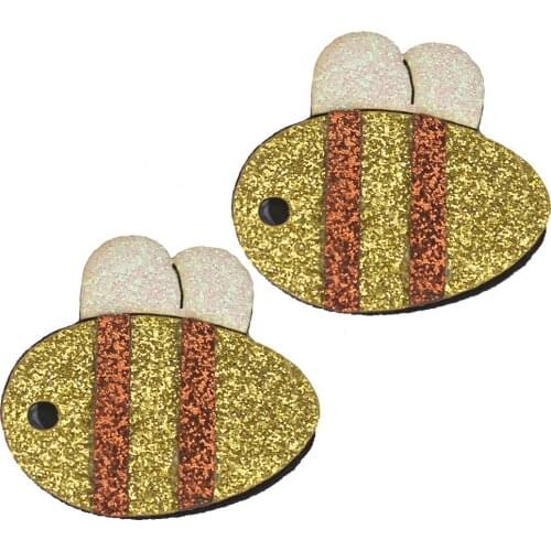 20pcs Glitter Fabric Bee Applique for DIY Clothes Hat Sewing Material Kids Headwear Kawaii Animal Accessories