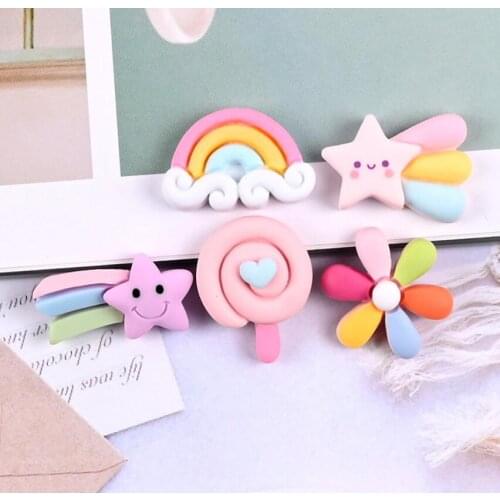 20pcs/lot Kawaii Rainbow resin lollipop Flatback Cabochon DIY Hair Bows Centers Jewelry Making Accessories Phone Decoration