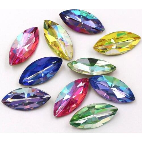 Free shipping Leaf shape K9 glass crystal strass Laser pointback rhinestones for clothing/garment/shoes/bag