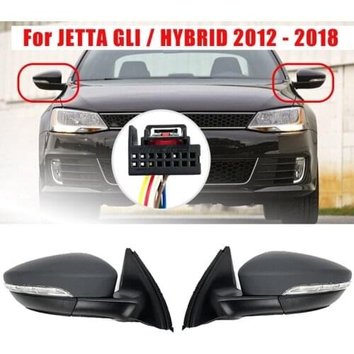 Side Rear View Mirror Assembly Power Glass Heated Turn Signal 6 Wires for JETTA GLI / HYBRID 2012 - 2018