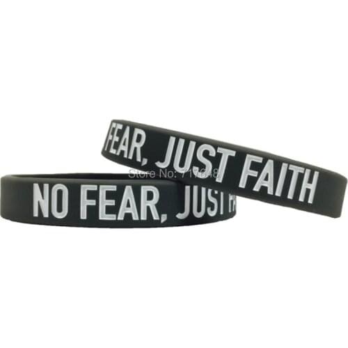 100pcs Inspirational Quote NO FEAR, JUST FAITH wristband silicone bracelets free shipping by ePacket A