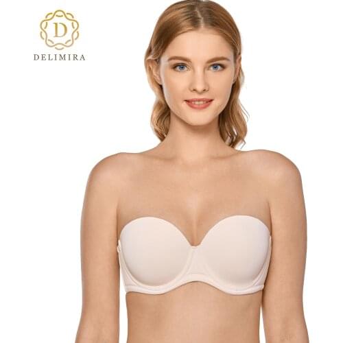 Delimira Womens Multiway Full Coverage Strapless Bra Underwire Contour Padded Plus Size