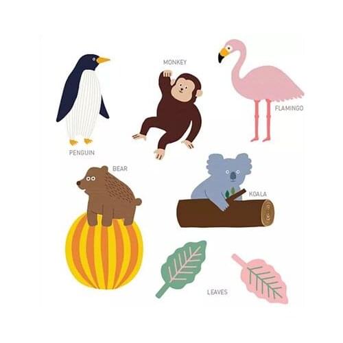 Kids Room Decoration Flags Party Supply Banner Cartoon Rainforest Animal Shape Party Supplies 1set