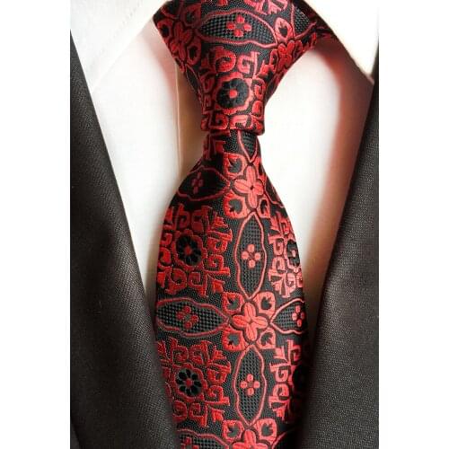8cm Designer Mens Woven Tie Classic Happy Red Paisley Necktie for New Year