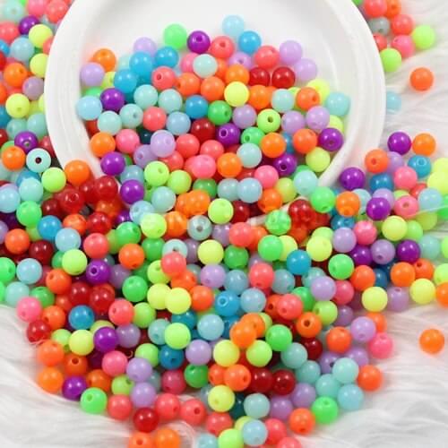 500pcs/lot Mixed Fluorescent Neon Beads Acrylic Solid Beads AAA Round Beads for kids Necklace Bracelet DIY Jeweley 6mm (K01749)
