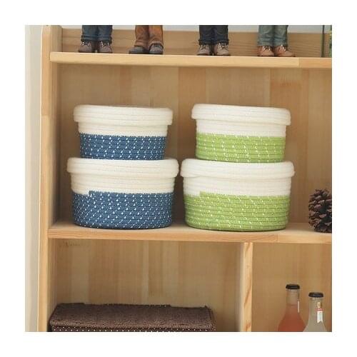Cotton Storage Basket With Cover Lid Handmade Thick Fabric Box Small Toys Snack Cosmetics Storage Bag Basket Home Decoration
