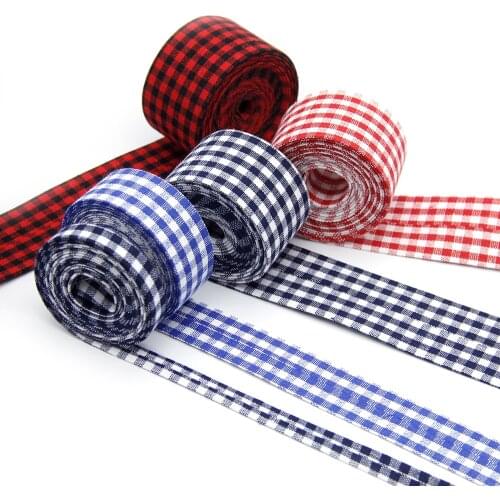 Grid Layering Cloth Ribbons Fabric (5M Discontinuous)Bow-knot Crafts Party Home Packing Wedding Decoration Gift DIY,5Yc7279