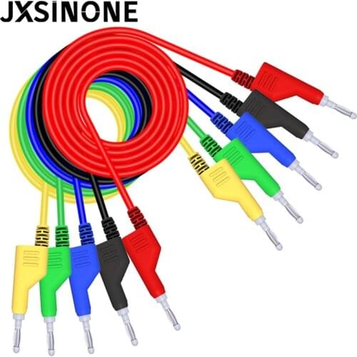 Cleqee P1036 1Set 5pcs 1M 4mm Banana to Banana Plug Test Cable Lead for Multimeter 5 Colors