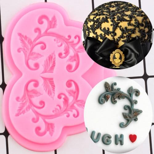 Lace Flower Vine Cake Border Silicone Molds Leaves Cupcake Topper Fondant Cake Decorating Tools Candy Chocolate Gumpaste Moulds