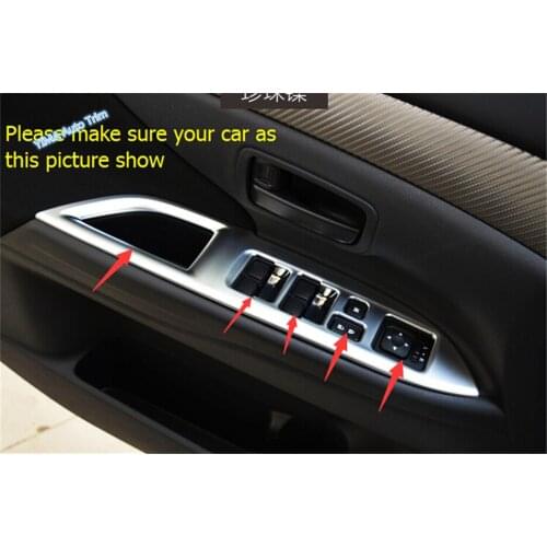 Lapetus New Style ! For Mitsubishi Outlander 2013 - 2017 ABS Window Lift Switch Button Cover Decoration Interior Trim 4 Pcs