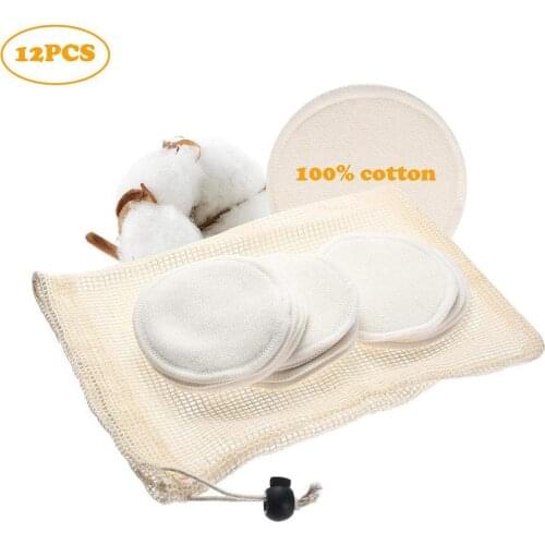 12Pcs/set Reusable Cotton Pads Makeup Facial Remover Pad Washable Wipe Pads Nail Art Cleaning Pads With Laundry Bag