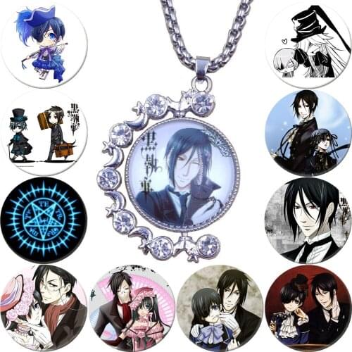 New Cute Luxury Rotatable Double faced Casual Necklace Pendant Anime Black Butler Sebastian Cosplay Women Girl Xmas Gift HZS