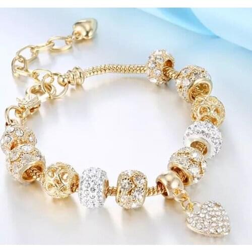 New Luxury Fashion Golden Pendant Bracelet For Women Heart Shaped Handmade Couple Bracelet 2021 Trend Female Jewelry Party Gift