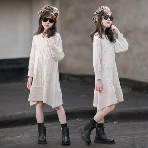Teenage Girls Autumn Winter Knitting Dresses 2020 New Children Elegant Princess Dress Kids Fashion Casual Clothing Sweet, #9249