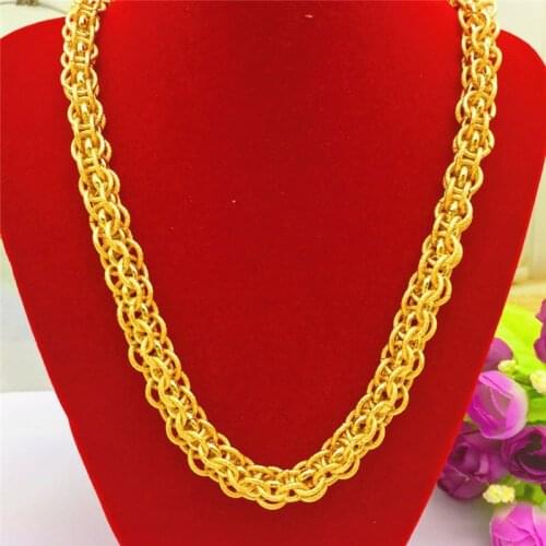 Fashion Luxury 14k Gold Mens Wedding Necklace Yellow Gold Dragon Head Chain Necklace 62cm Fine Jewelry Annivesary Gifts Male