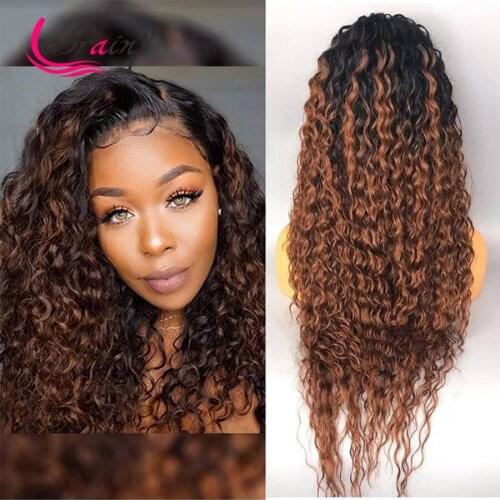 13x6 Highlight Brown HD Lace Front Wig Kinky Curly Human Hair Lace Frontal Wigs Ombre Honey Blonde Colored Full Pre Plucked 13x4