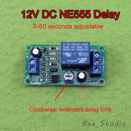 DC12v NE555 Timer Relay Module 0-60 Second Delay Time Switch 1 Minute Adjustable timer module