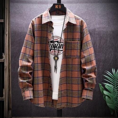 Shirt SleeveSpring and Autumn Korean Version Fashion Plaid Casual All-match Coat Handsome Bottoming Striped Shirt Tide