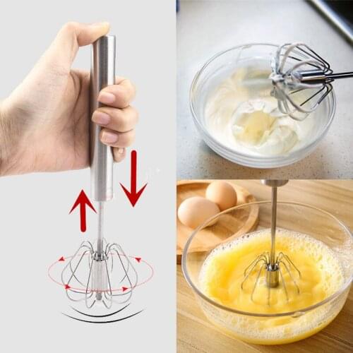 Stainless Steel Hand Pressure Rotating Semi-Automatic Mixer Coffee Milk Mixing Eggbeater Handheld Beater Kitchen Cooking Tools