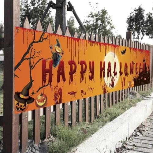 Happy Halloween Bloody Bat Pumpkin Ghost Print Party Backdrop Hanging Banner Home Decoration Accessories