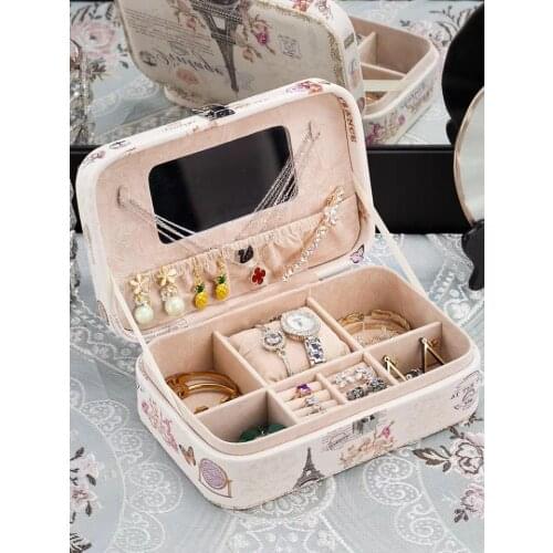 Jewelry Box Travel Comestic Jewelry Casket Organizer Makeup Lipstick Storage Box Beauty Container Necklace New Year Brthday Gift