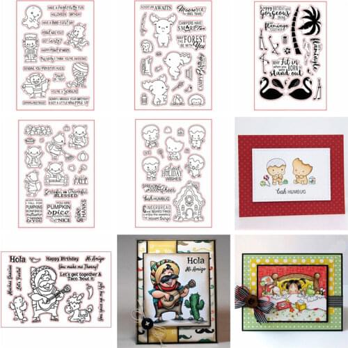 Mixed Lovely Animal Clear Stamp Cartoon Flamingo Squirrel Elephant Goat Special Word Pattern Stamps DIY Scrapbooking Album
