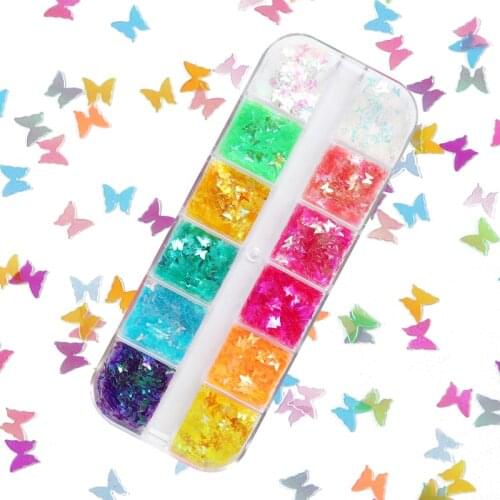 Mixed Nail Art Glitter Flakes Sparkly Mirror Thin Candy Butterfly Sequins Nail Art Accessories Gel Polish Manicure Decorations