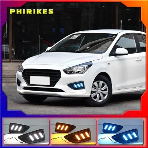 LED DRL Daytime Running Light Fog Lamp 12V Car Running Lights for Hyundai Accent Solaris Verna 2017 2018