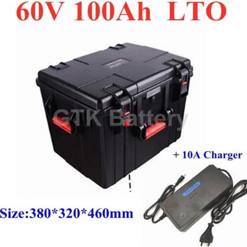 Waterproof Boat motor marine Solar car camper battery LTO 60V 100AH lithium titanate Battery +10A charger