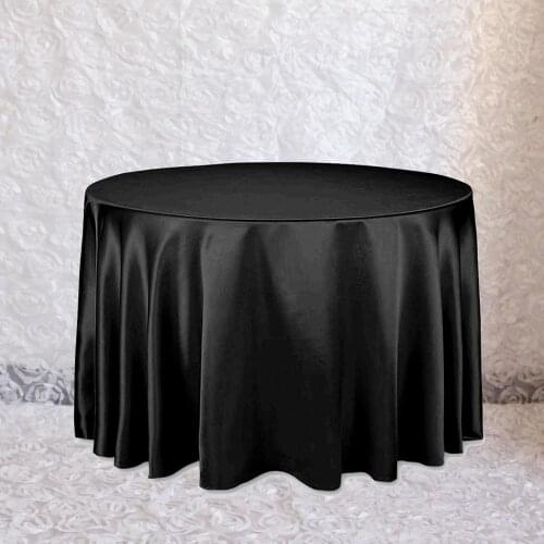 High Quality Black Satin Round Tablecloth For Wedding/Party/Banquet Decoration