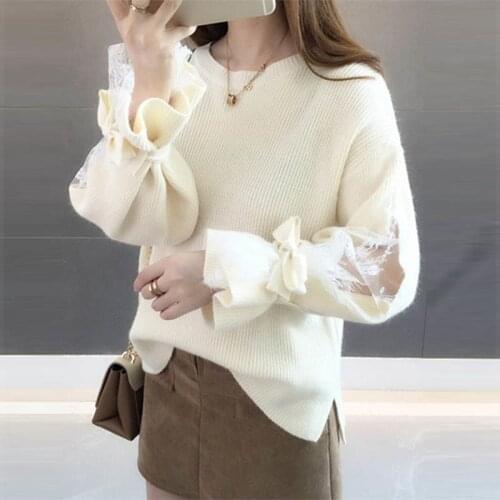 Sweater Women Loose Pullover Hollow Lantern Sleeve Sweater Women 2020 New Lazy Spring And Autumn Tops