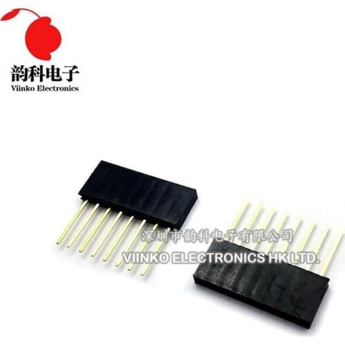 100PCS 2.54MM 8Pin 11MM Long Needle Female Pin Header Strip Stackable Header