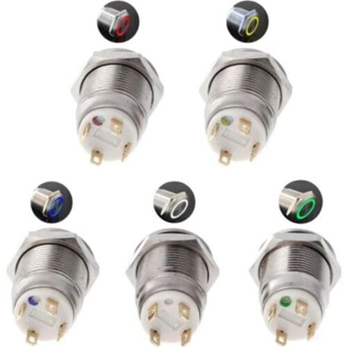 12mm LED Illuminated Metal Momentary Push Button Switch Boat Car 3A/220V DC