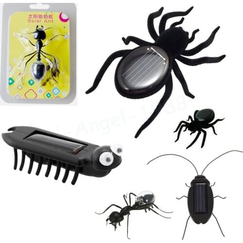 5pcs/lot Solar Spider / Cockroach / Grasshopper / Ant / Solar Multi Foot Worm Robot Scary Insect Gadget Trick Solar Toy For Kids