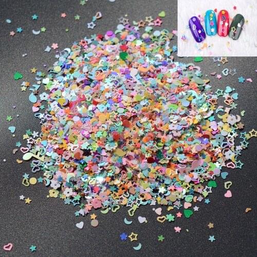 5000PCS Nail Art DIY Mixed Glitter 3MM Heart Star Flower Sequins Stickers Crafts DIY Accessories Party Supplies Face Makeup