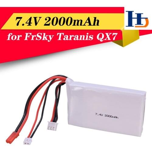 7.4V 2000mAh 2S 8C Transmitter Lipo Battery Rechargeable for FrSky Taranis QX7 Remote Control for RC Models Parts