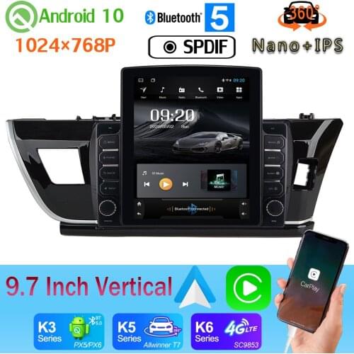 9.7" Vertical Style Car Media GPS Android 10 360 Camera Radio For Toyota Corolla Levin E160 E170 E180 2014-2017 PX6 4+64G SPDIF