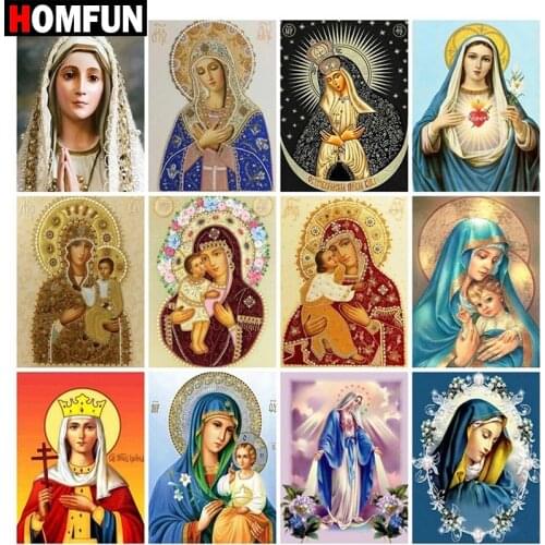 HOMFUN Full Square/Round Drill 5D DIY Diamond Painting “Reine religion figur” Embroidery Cross Stitch 5D Home Decor Gift