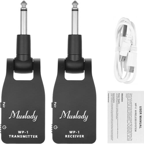 Muslady 2.4G Wireless Guitar System Transmitter Receiver Built-in Rechargeable Lithium Battery 30M Range for Electric Bass