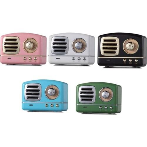 Retro Hifi Stereo Bluetooth V4.1 Speaker Portable Wireless Vintage Speaker Built-in Mic Support Memory Card