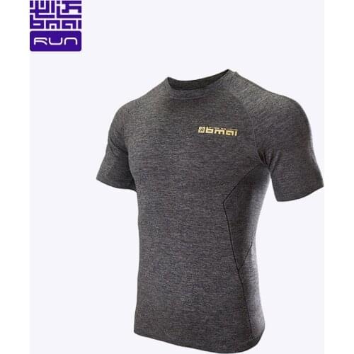 BMAI Quick Dry Tight T Shirt Men Short Sleeve Running Shirts Compression T-shirt Fitness Tights Sport Shirt Mens Gym SportsWear