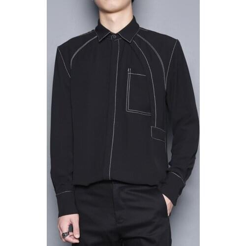 Diablo literature and art large - size shirt fashionable mens Korean version wrinkle - resistant casual long - sleeved shirt