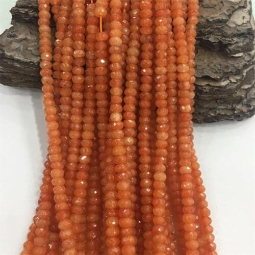Faceted 3*4MM Orange Color Jade Cut Round Beads Gemstone Small Size Tiny DIY Natural Stone Jewelry Making Bracelets Necklace