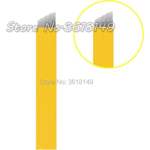 200pcs Lamina Tebori 14 Flex Microblading Needles Tattoo Needle for Eyebrow Lip Agulha For Permanent Makeup 3D Embroidery