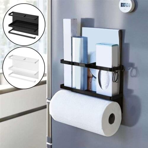 Kitchen Hanging Magnetic Fridge Storage Shelf Roll Paper Towel Holder Refrigerator Organizer