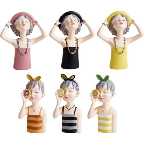 Summer Girl Sculpture Crafts Statue Figure Party Decor Housewarming Gift