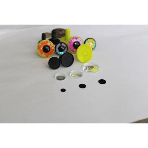 100set Hot handscraft eyes empty tray 14mm 17mm 22mm round shape tray+ glass beads+ black pupil for BJD plush crochet doll