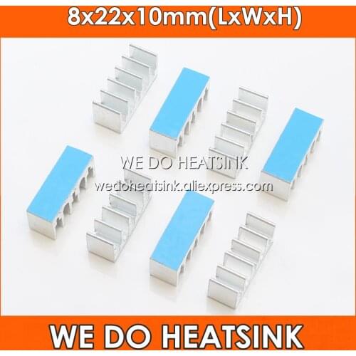 WE DO HEATSINK 8x22x10mm Aluminum Cooling Cooler Heat Sink With Blue Thermal Conductive Double Sided Adhesive Stick Pad