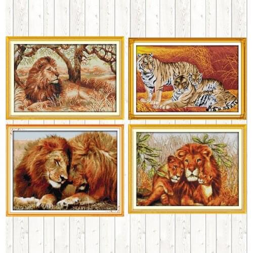 The African Lion Cross Stitch Kit Printed Canvas 14CT DIY Handmade Cross Stitch Kit Counted Needlework Sets 11CT Embroidery Kits